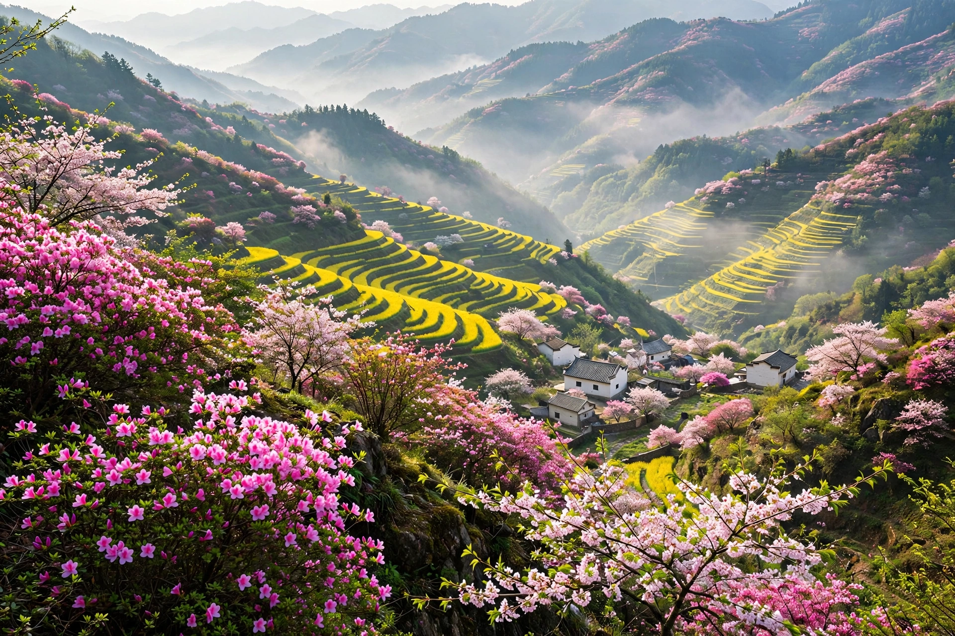 大别山春游图鉴：杜鹃、樱花、油菜花的时间表